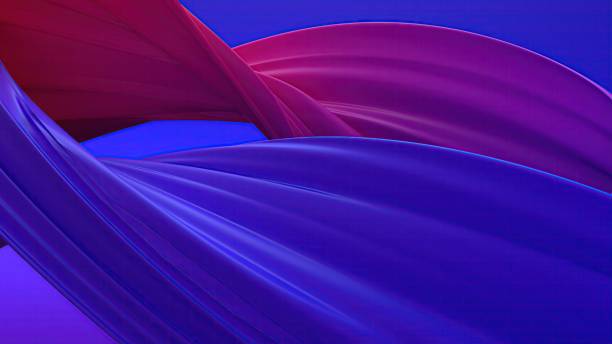 An elegant and modern 3D rendering of an abstract background featuring twisted flat and pop curves in purple and blue, exuding a sense of luxury.