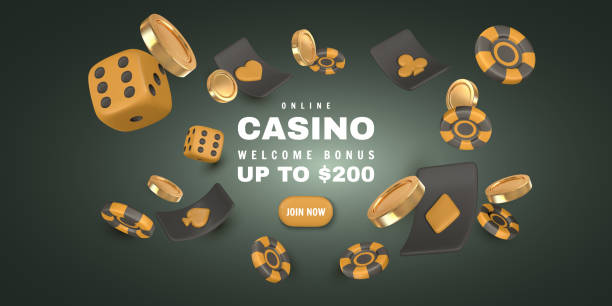 istock Realistic 3d online casino game concept. Playing cards, poker chips, dice, golden coin. Gambling concept. Vector illustration 2194876377