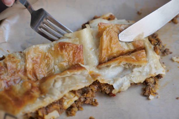 istock Traditional Turkish Cuisine meat borek on a plate 2194879547