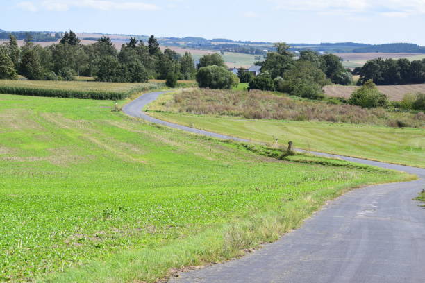 istock curvy tiny country road in farmland 2194880215
