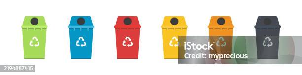 Watse Container. Sign Garbage Bin Trash Can Vector Set Waste Container Sign Recycle Isolated ...