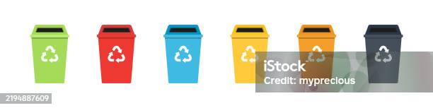 Watse Container. Sign Garbage Bin Trash Can Vector Set Waste Container Sign Recycle Isolated ...