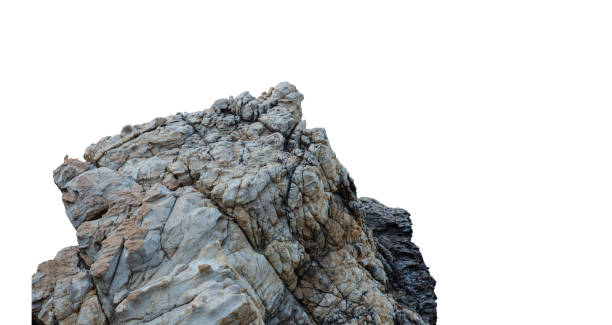 istock A sunlit rock cliff isolated against a white background. 2194893311