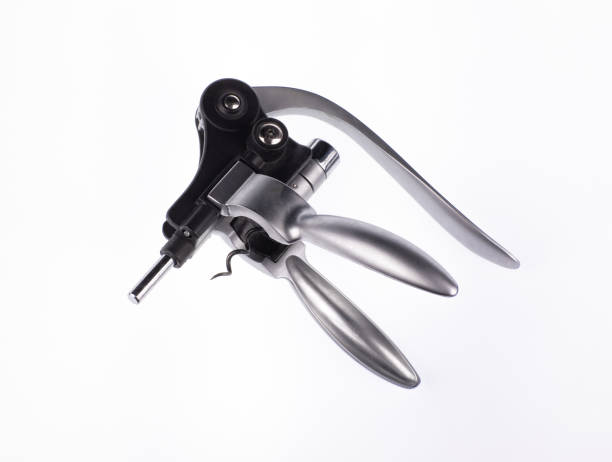 istock steel metal wine corkscrew isolated on white background 2194894387