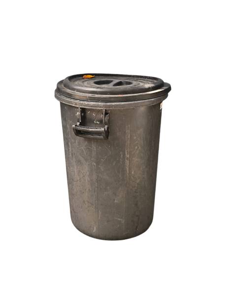 istock Old and dirty plastic bin isolated on white background. Garbage at the public space. Environmental problems concept 2194898108