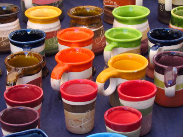 istock Colourful porcelain cups and glasses. Souvenirs. 2194898855