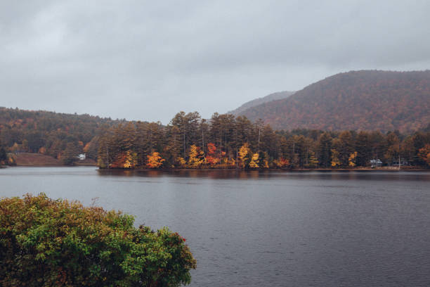 Speculator New York Adirondack Mountains Fall Foliage and Water Landscape