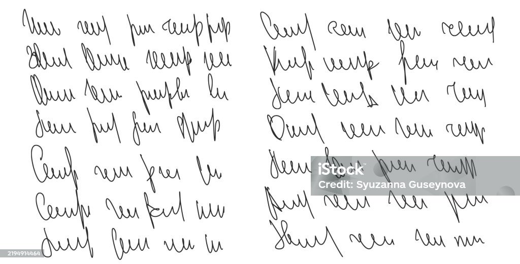 Invisible Cursive Illegible Fake Decorative Cursive Script Message Handwritten Ink Stroke ...