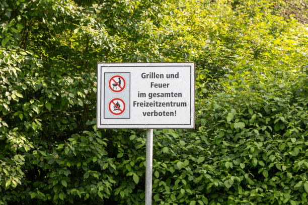 istock Warning sign with a barbecue grill forbidden to grill 2194915114