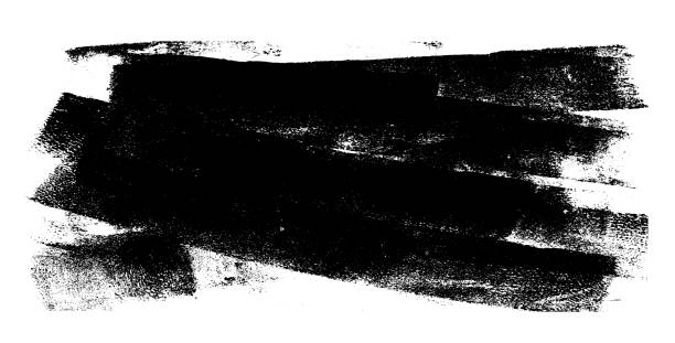 ilustraciones, imágenes clip art, dibujos animados e iconos de stock de textura linograbada. fondo del rodillo de tinta. rectángulos de tipografía grunge. líneas secas de rayas negras rebradas aisladas sobre fondo blanco. manchas de relieve pintadas. ilustración abstracta erosionada de lino vectorial - pincelada