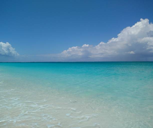 Relaxing on beach looking at the beautiful turquoise waters at Pointe Grace, Turks and Caicos Islands.