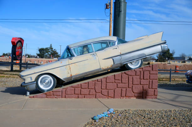 The Cadillac owned by Willie Nelson at the Cadillac Ranch part Route 66 in Amarillo TX, USA on December 18, 2024