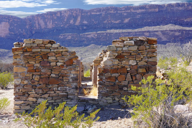 Ruins of an old ranch near Santa Elena Canyon and the US border with Mexico. Big Bend National Park, Texas.