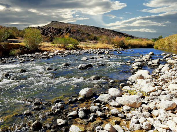 The Rio Grande is the international border between the US and Mexico along Highway 170 in Texas.
