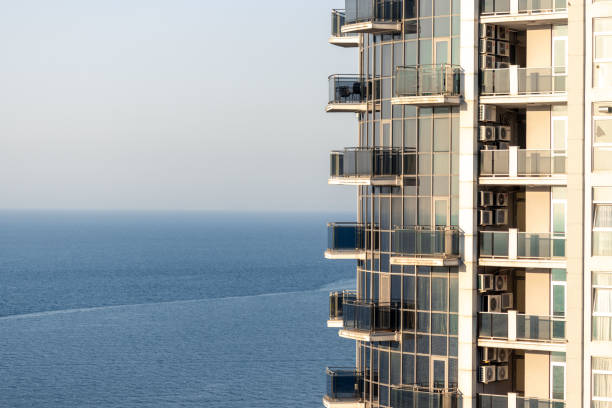 Multi-storey modern apartment building with sea view