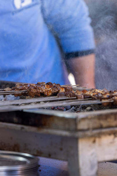 istock Grilled traditional Turkish liver kebab on a skewer 2194943841