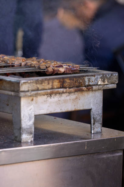 istock Grilled traditional Turkish liver kebab on a skewer 2194943913