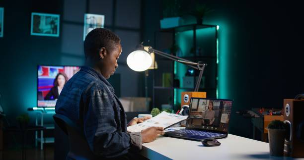 istock Teleworker in remote teleconference call with team leader 2194944085