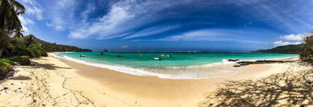 istock Beautiful white sand beach during summer at seychelles islands 2194951801
