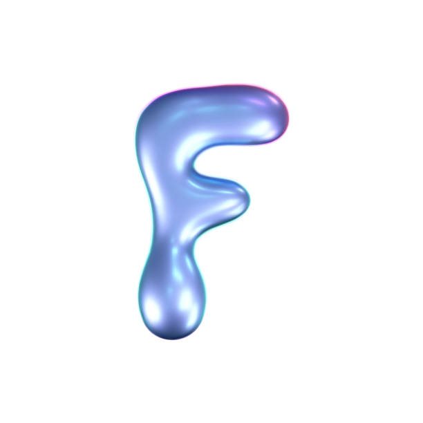 istock 3d holographic liquid letter F in y2k style isolated on a white background. Render of 3d neon inflated iridescent alphabet with rainbow effect. 3d vector y2k hologram letter 2194954714
