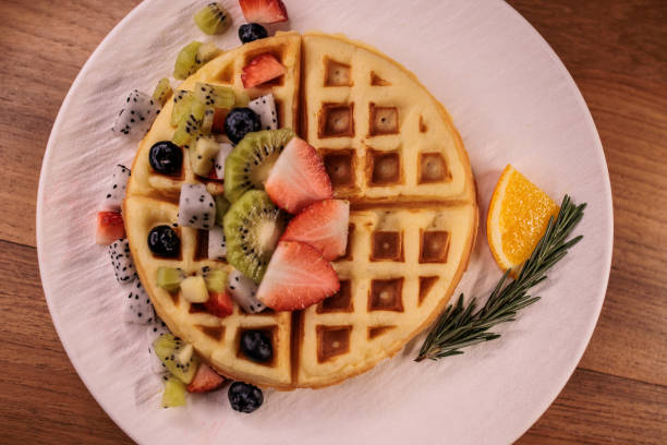 istock Tasty waffle with fresh fruit 2194954837