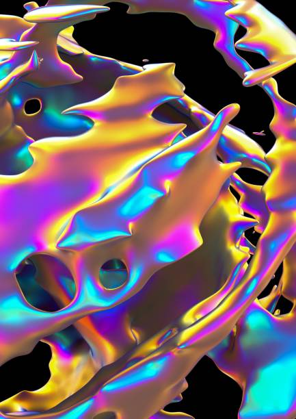 istock Organic Iridescent Shapes Render. Abstract Futuristic Art 2194958488