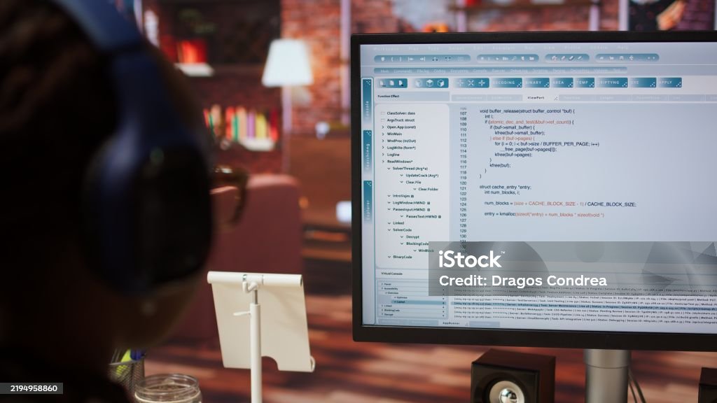 Close Up Of Person Using Coding Application To Write And Test Code ...