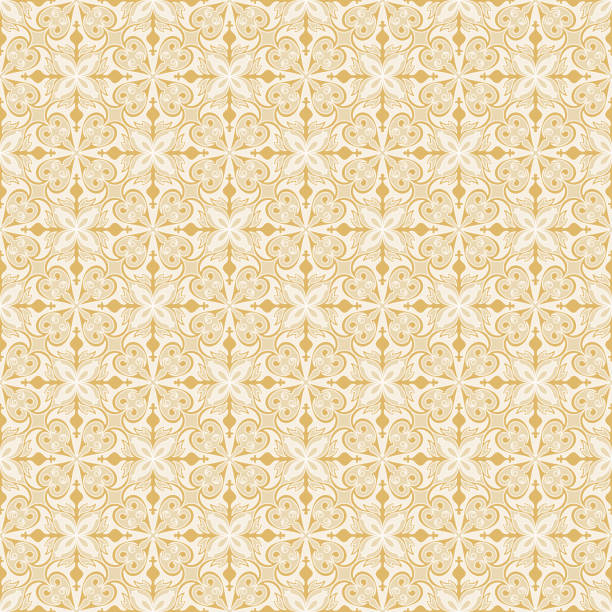 istock Golden Islamic Ornamental Seamless Pattern. Oriental Style Ornament. Floral Tile Motif. Abstract Geometric Background. Vector illustration 2194960433
