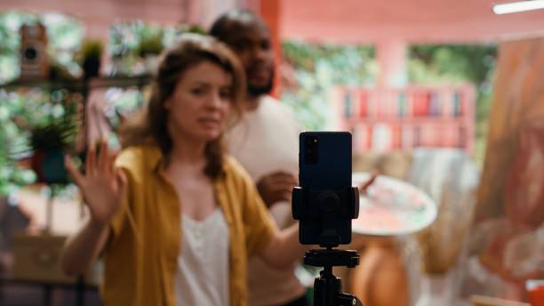 istock Woman artist hosting online class to present products and technique 2194967894