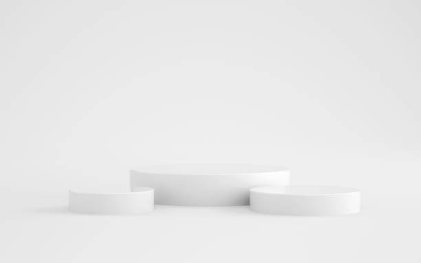 istock Minimalist Abstract Empty White Room and Three Cylinders Product Podium, cosmetics, brand Promotion, products, advertising presentation Concept 2194971090