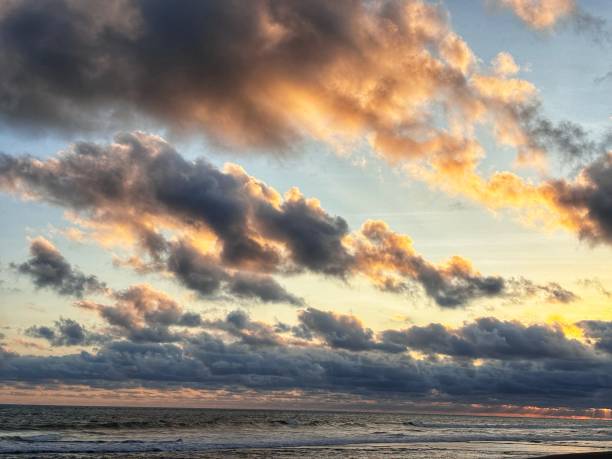 The twilight sky on the beach is very beautiful