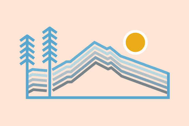 The line illustrated of Mt hood Oregon for t shirt badge design