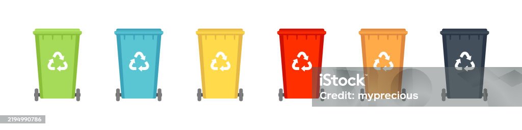 Watse Container. Sign Garbage Bin Trash Can Vector Set Waste Container Sign Recycle Isolated ...