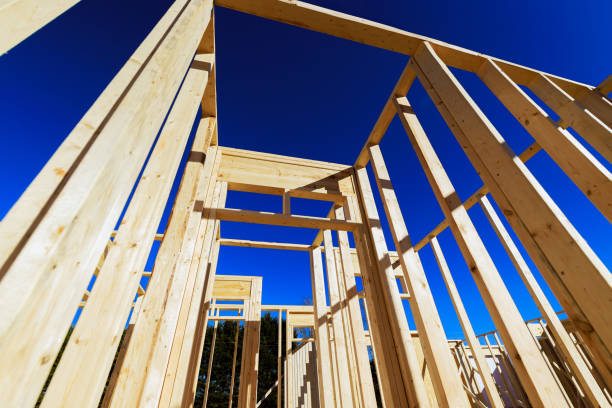 istock Building construction framework under a clear blue sky in a sunny location during the day 2194991346