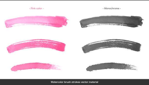 istock Pink and monochrome watercolor brush stroke set 2194993000