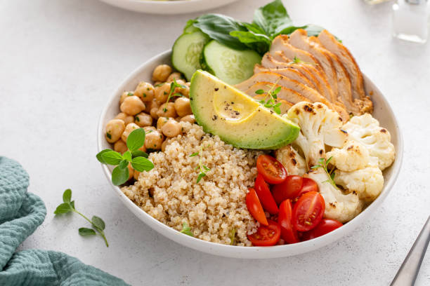 istock Healthy quinoa buddha bowl with grilled chicken 2194993532
