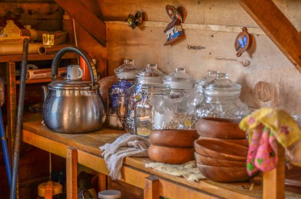 istock Traditional kitchen shelf with antique kettle 2194995098