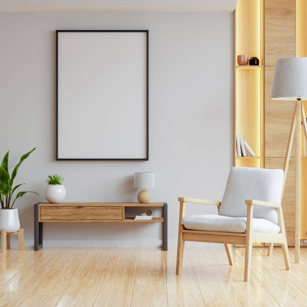 istock Frame mockup,Mockup frame in modern interior,Living room wall poster mockup- 3D rendering 2194997770