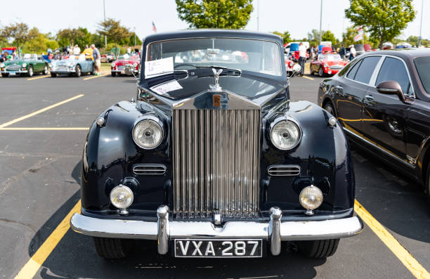 Chicago, Illinois, USA - September 08, 2024: Rolls Royce Silver Wraith vehicle, front view. Retro vintage car. Rolls Royce Silver Wraith car. Rolls Royce Silver Wraith at Chicago