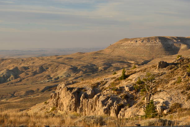 Woodlands and mountains at Badlands National Park in South Dakota