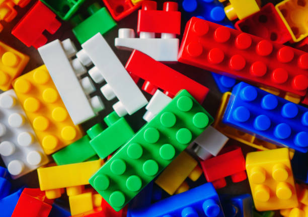 istock Building block toy with colorful blocks bricks toy, Top view 2195003042