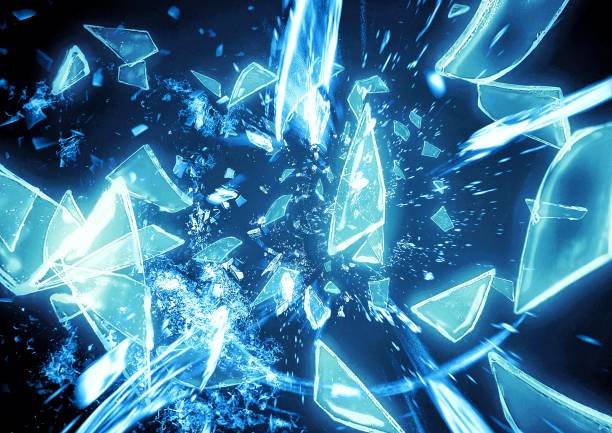 istock 3d illustration of broken blue glass shards scattering 2195009226