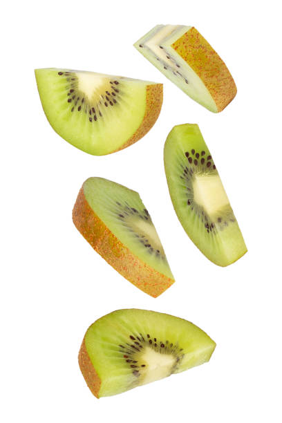 istock Falling Kiwi isolated on white background with clipping path, full depth of field 2195013013