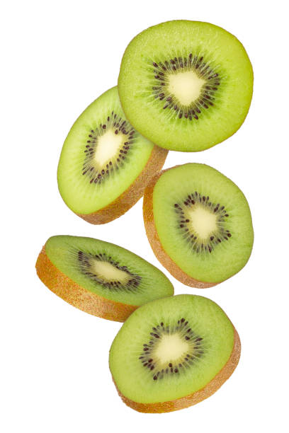 istock Falling Kiwi isolated on white background with clipping path, full depth of field 2195013019