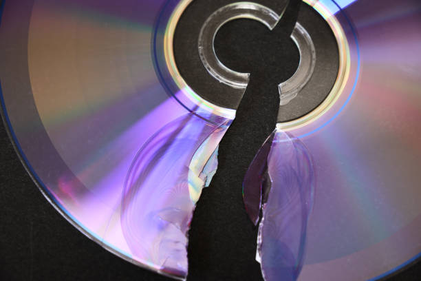 istock Close up of a cracked optical disc 2195013966