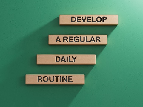Develop Routine Pictures Develop A Regular Daily Routine Symbol Concept Words Develop A Regular ...