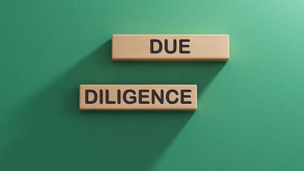 istock DUE DILIGENCE word on wooden cube. Wooden cube blocks. Copy space.3D rendering on green background. 2195030640