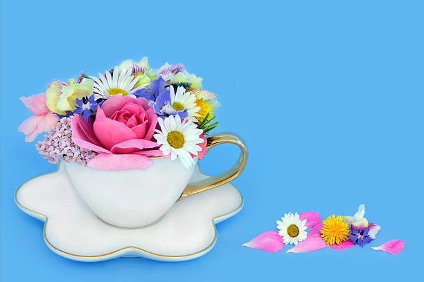 istock Summer Flower Bouquet in White Tea Cup 2195036337