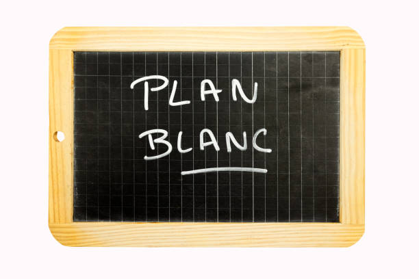 the words white plan written in French on a slate