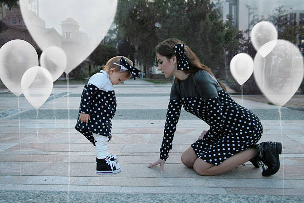 Fashion models with matching clothes, with polka dots